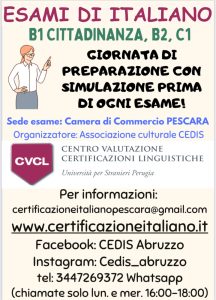 Esami italiano per stranieri B1 B2 C1 Pescara CELI con CEDIS Abruzzo
